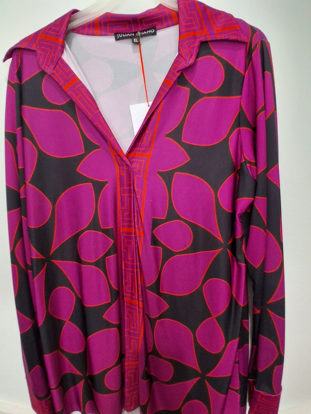 Julian Chang Purple Geo-Leaf Button-Down Shirt